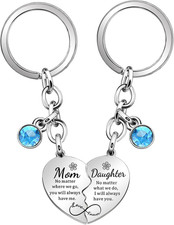 2 Pcs Mother Daughter Heart Matching Keyring Keychain Set Gifts For Mum Mothers