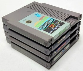 Nintendo NES Game Bundle 4-Lot Rad Racer, Iron Sword, Top Gun, Lunar Pool TESTED