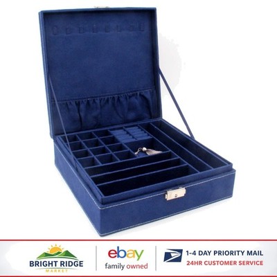 Elegant Jewelry Case with Metal Frame and Fabric-Lined Interior for Safe Storage