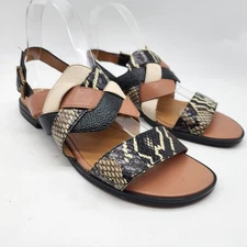 Vionic Kendra Ray Snakeskin Embossed Leather Sandals Size 9 Arch Support Comfort