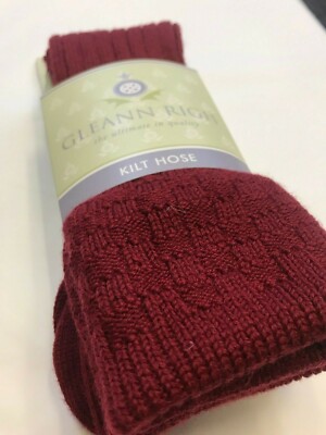 Mens Gleann Righ Highland Plain Black Blue Red Green Maroon Kilt Sock Flashes
