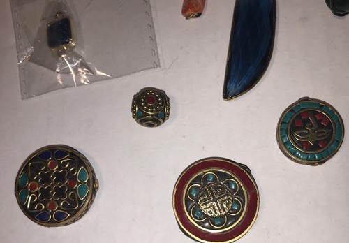 Lot of Pendant’s Bag of Jewelry Making Supplies Bead’s Stones Round Oval Pendant - Picture 3 of 11