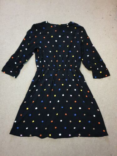 Warehouse Black Dress With Coloured Spots Size 12 - Imagen 1 de 9