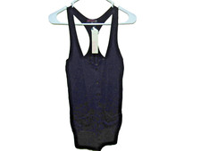NWT Womens T-Back Button Front Sweater Tank in Black size Small S C