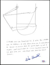 Wes Unseld SIGNED HAND DRAWN PLAY Washington Bullets HOF PSA/DNA AUTOGRAPHED