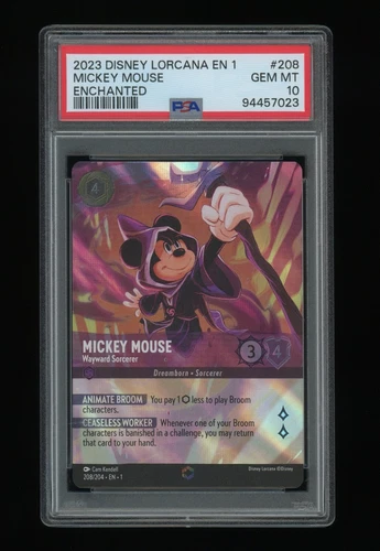 PSA 10 Mickey Mouse Wayward Sorcerer Enchanted First Cam Kendell Disney Lorcana