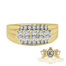 Mens 9mm 10k Yellow Gold .50ct Natural Diamond Tester Pass Wedding Ring Band New