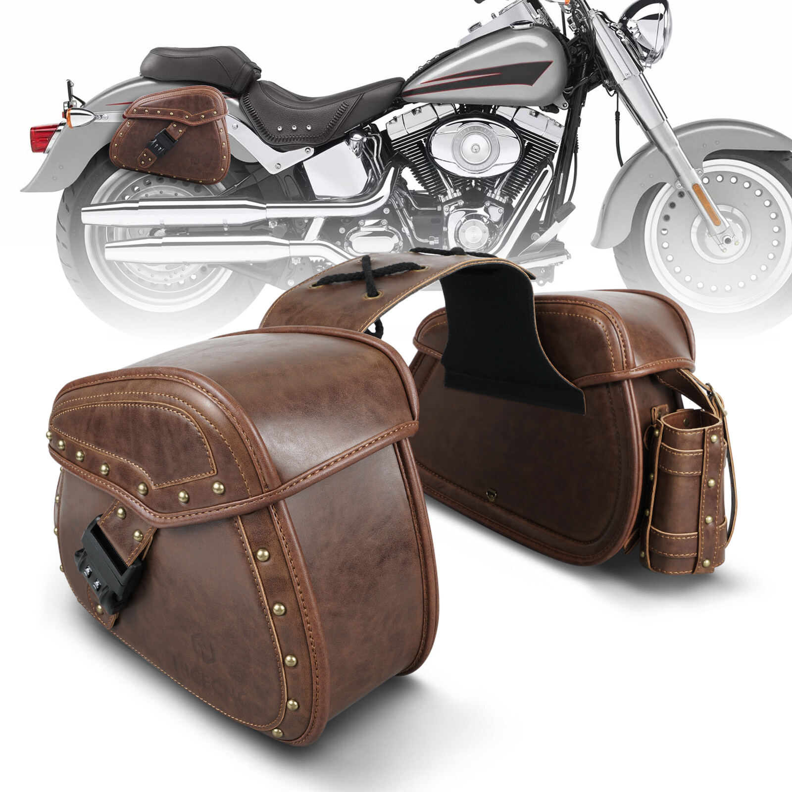 Motorcycle Saddle Bags Waterproof For Kawasaki Vulcan 900 1500 Honda VT1300 eBay