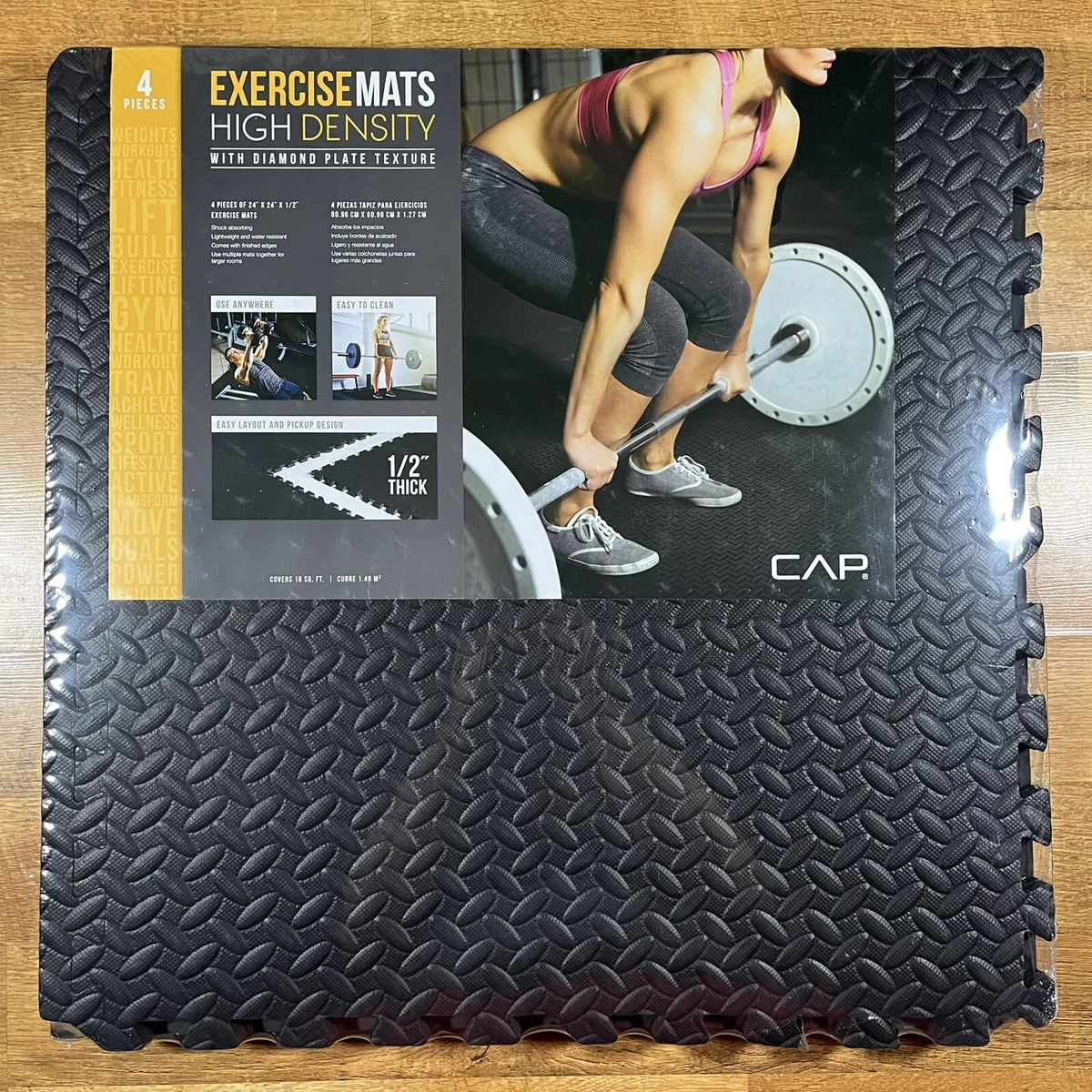 CAP Foam Exercise Tiles Floor Mat Gym Fitness Yoga Workout 24x24x1