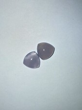 2 VINTAGE NATURAL BLUE CHALCEDONY 14 MM TRILLION POLISHED CABOCHON GEMSTONES