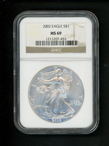2002 US American Silver Eagle Dollar $1 NGC MS69 GEM UNCIRCULATED Choice White