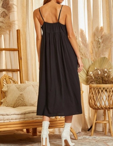 Savanna Jane Maxi dress Black embroidered Luna midi womens Medium M Sundress NWT - Picture 2 of 5