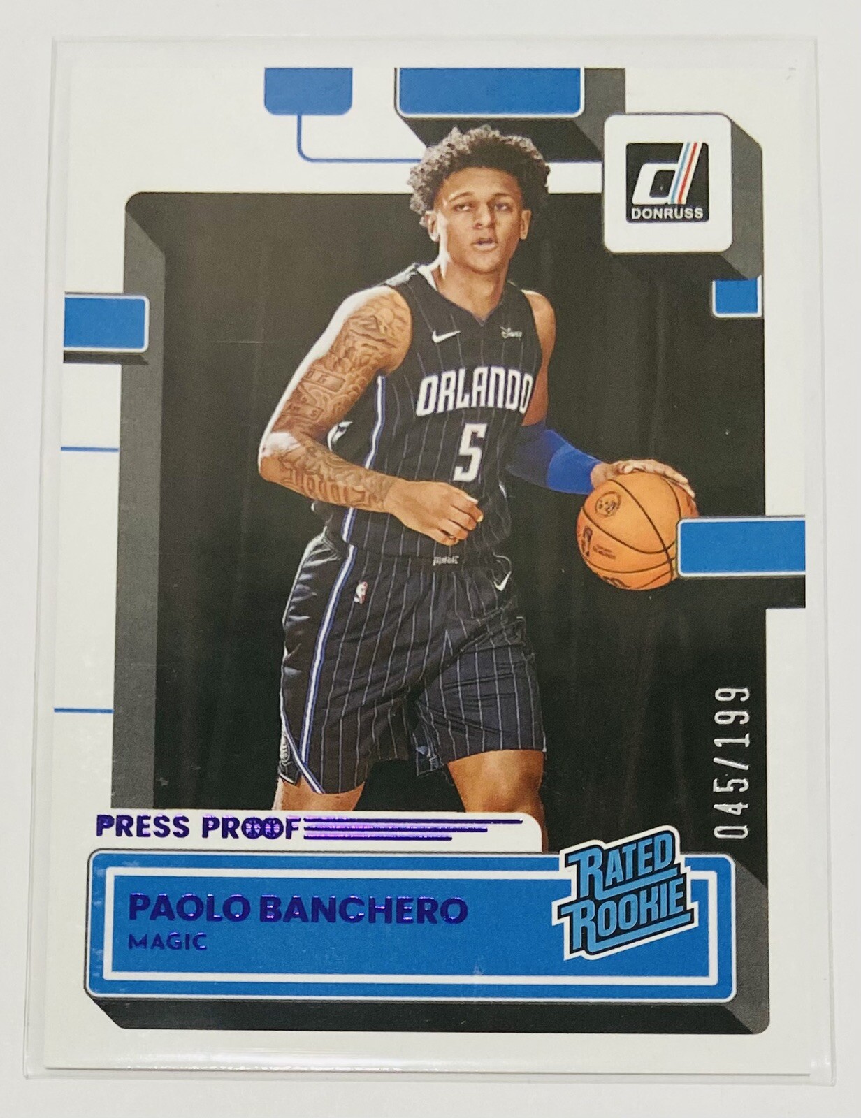 2022-23 Donruss Purple Press Proof /199 Rated Rookie Paolo Banchero #201 Magic