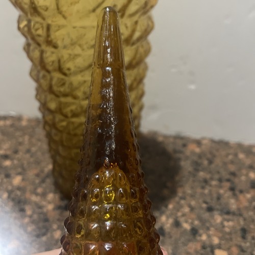 Vintage! MCM Empoli 22.5” Amber Pineapple Diamond Point Genie Bottle W Stopper - Picture 14 of 14