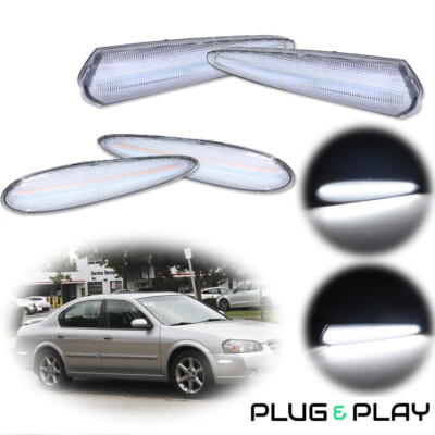 For 2000-2003 Nissan Maxima Front & Rear LED Bumper Side Marker Light Lamp Clear