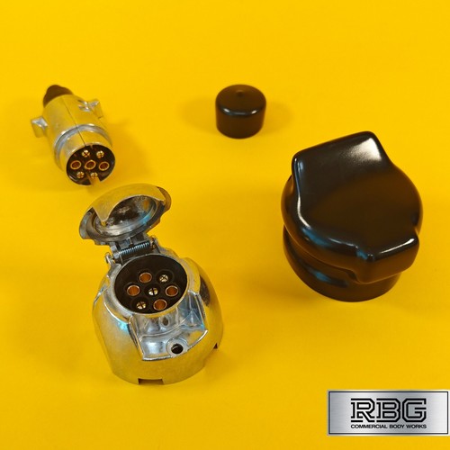 Aluminium Socket & Plug + PVC Socket & Plug Covers SET 7 Pin 12N Type Trailer - Picture 6 of 11