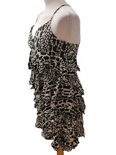 UK10 ASOS Sexy Floaty Leopard Rara Ruffle Babydoll Salsa Party Prom Dress SALE