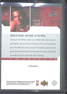 2003-04 Upper Deck Star Rookie #301 LeBron James Please Read