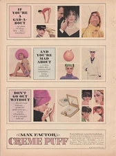 1964 Max Factor Vintage Print Ad 1960's California Sunlit Creme Puff Make-up