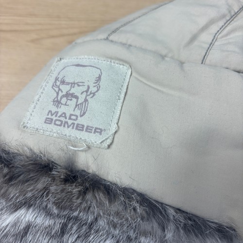 Vintage Mad Bomber Hat Large Brown Beige Trapper Rabbit Fur Winter Leather Strap - Picture 6 of 9