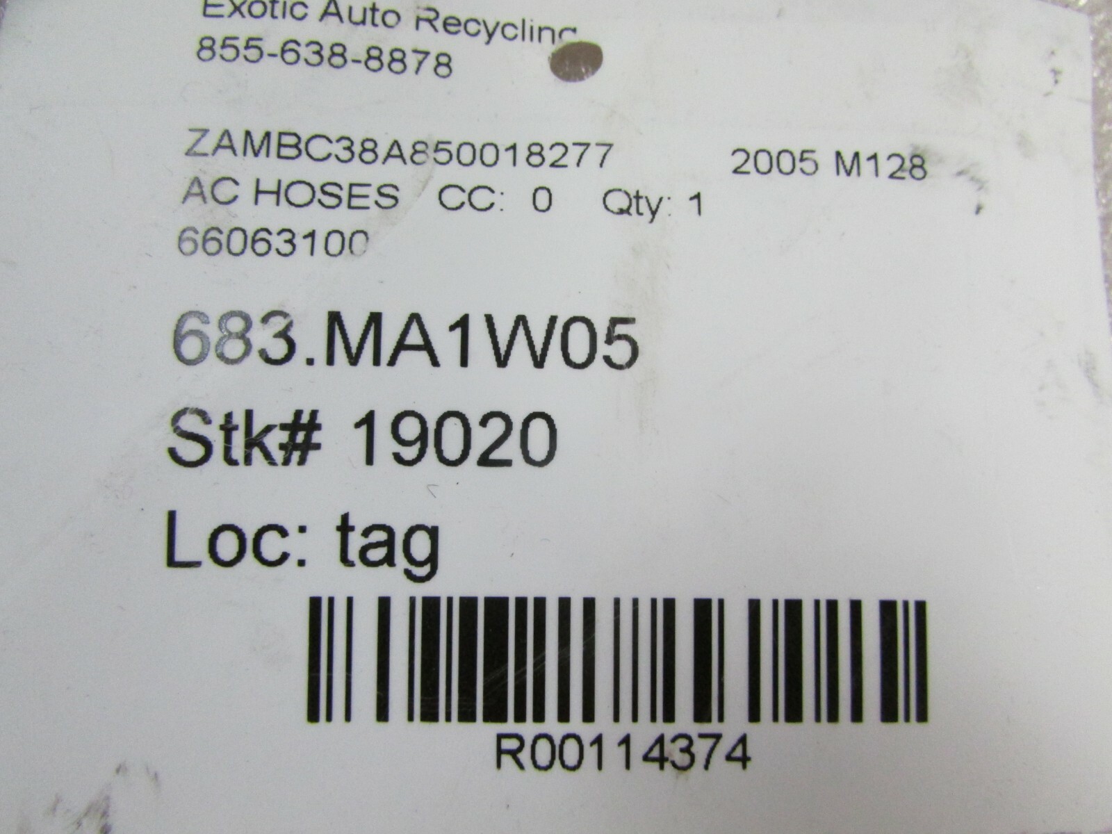 Maserati M128, AC Hose, Used, P/N 66063100