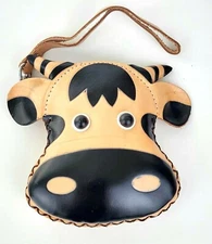Wallet Wristlet Coin Purse Credit Card Holder Handmade Cowhide Leather COW Head
