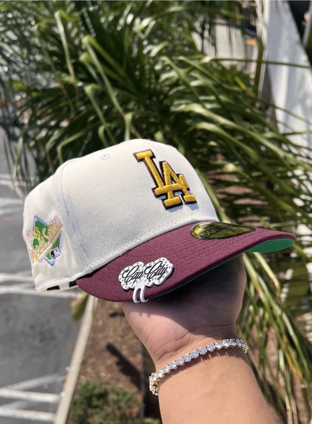 SIZE 7 PANIC LA Dodgers Cap City New Era Panna Cotta Two Tone Fitted Hat 5950