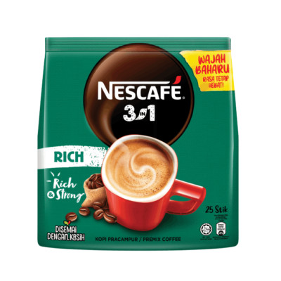 NESCAFE 3 in 1 RICH Blend & Brew Instant Coffee 25 sticks (1 pack)