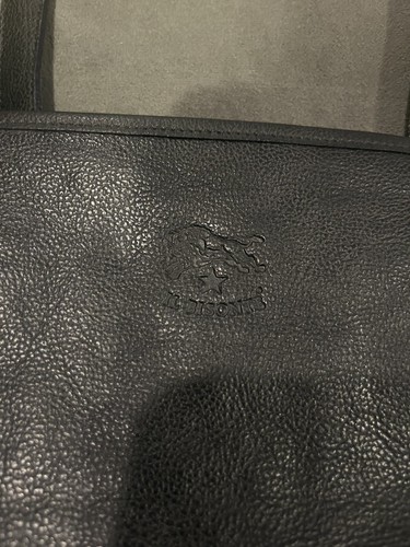 NUEVO Il Bisonte Bolso Bandolera Rectangular de Cuero Negro con Cremallera - Imagen 8 de 12