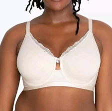 Curvy Couture 1291 Cotton Comfort Luxe Unlined Underwire Bra US Size 44 D NWT