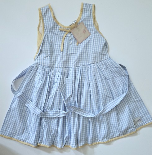Well Dressed Wolf VINTAGE 8 NWT Blue & Gold Picnic Gingham Dress LA1-A31 - Picture 2 of 2