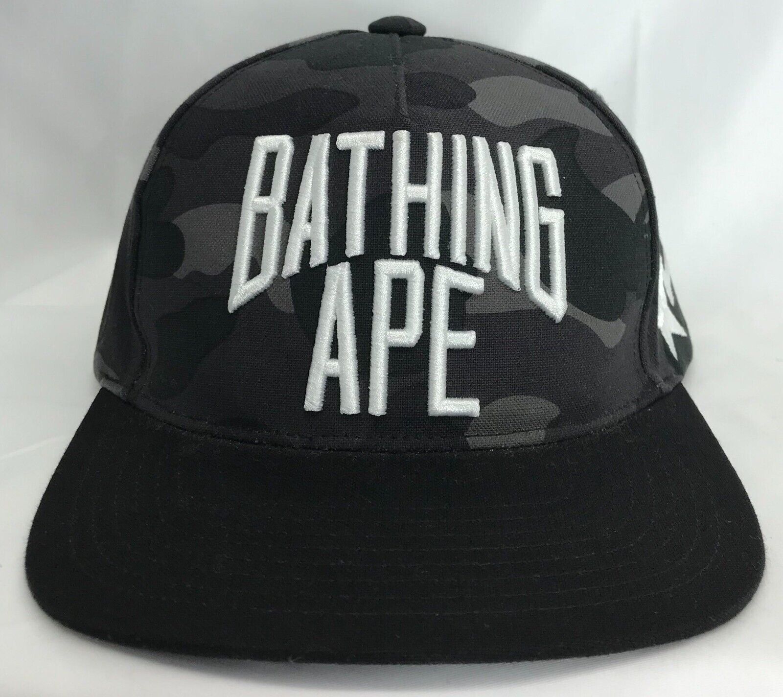 A BATHING APE BAPE X RSVP NYC STA BAPESTA LOGO BLACK 1ST CAMO 5-PANEL HAT  CAP