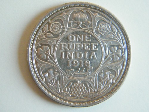 Moneda India Británica One Rupee 1918 EBC+ (Flor) Plata - Picture 2 of 2