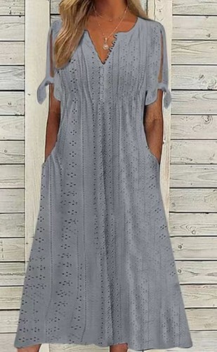Damen Sommer sexy Spitze Boho lang Maxikleid Damen Strand Urlaub Party Sommerkleid - Bild 7 von 30