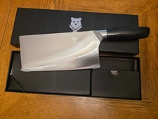8"  Spicy Bear Chef Cleaver Knife Stainless SS Black Wood Handle Full Tang