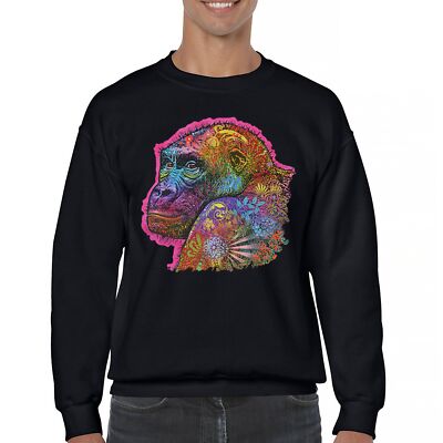 Dean Russo Cute Gorilla Sweatshirt Colorful Neon Silverback Ape Art Crewneck
