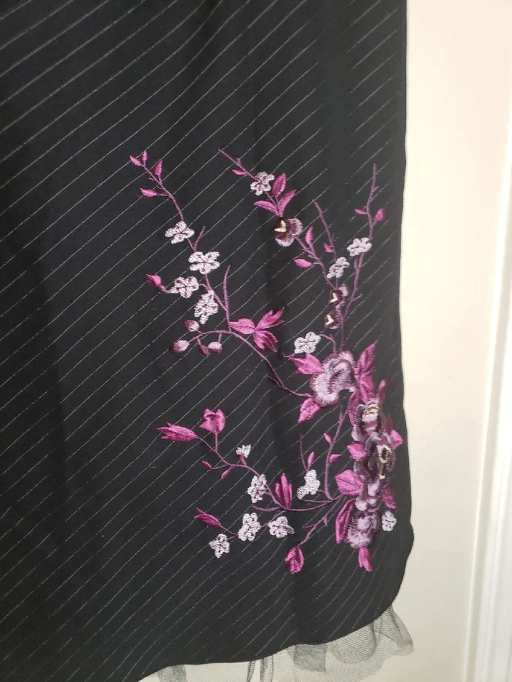 Falda bordada floral morada negra con La Belle para mujer talla 9 Foto 4 de 4