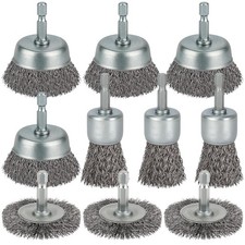 10 Pcs Coarse Carbon Steel Crimping Wire Wheel Brush, 1/4 Inch Hex Shank, Wire C