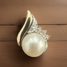 Two-Tone Pearl Pendant Costco 10K Gold 925 Silver White Stone Accents