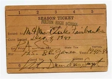 Fulton High School Season Ticket 1947 Basketball Games Charles Fairbanks 