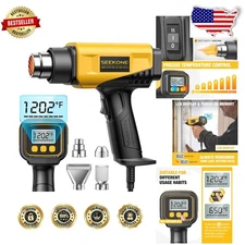 1800W Heat Gun, LCD Digital, 2-Speed Airflow, 4 Nozzles, Crafts, Repair