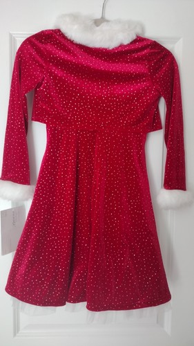 NWT Girls 8 BONNIE JEAN Sparkling Red Santa Christmas Dress & Shrug Jacket - Picture 2 of 13