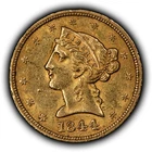 1844 G$5 Liberty Head Gold Half Eagle - Tough Early Date - XF - SKU-G6270
