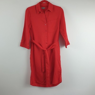 Jaegar Pure Linen Dress Size 8 Belted Shirt Dress Summer Formal Casual *Flaw