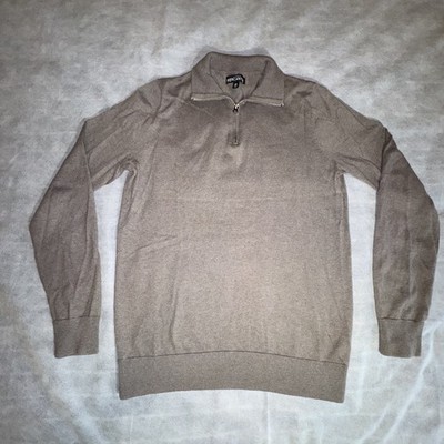 J Crew Mercantile Mens Merino Wool Blend 1/4 Zip Sweater Sz MT Brown