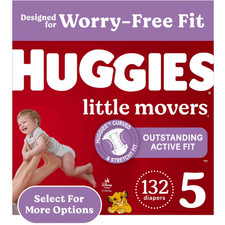 Huggies Little Movers Baby Diapers, Size 5 27 lbs , 132 Count