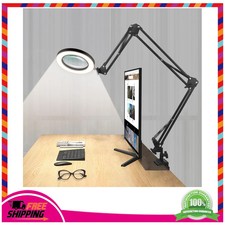 NOEVSBIG 10X LED Magnifying Glass Desk Lamp with Swing Arm and Clamp for Crafts