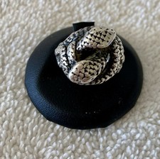 Vintage 70's Coiled Snake Wide Band Oxidized Sterling Silver Ring Size 6