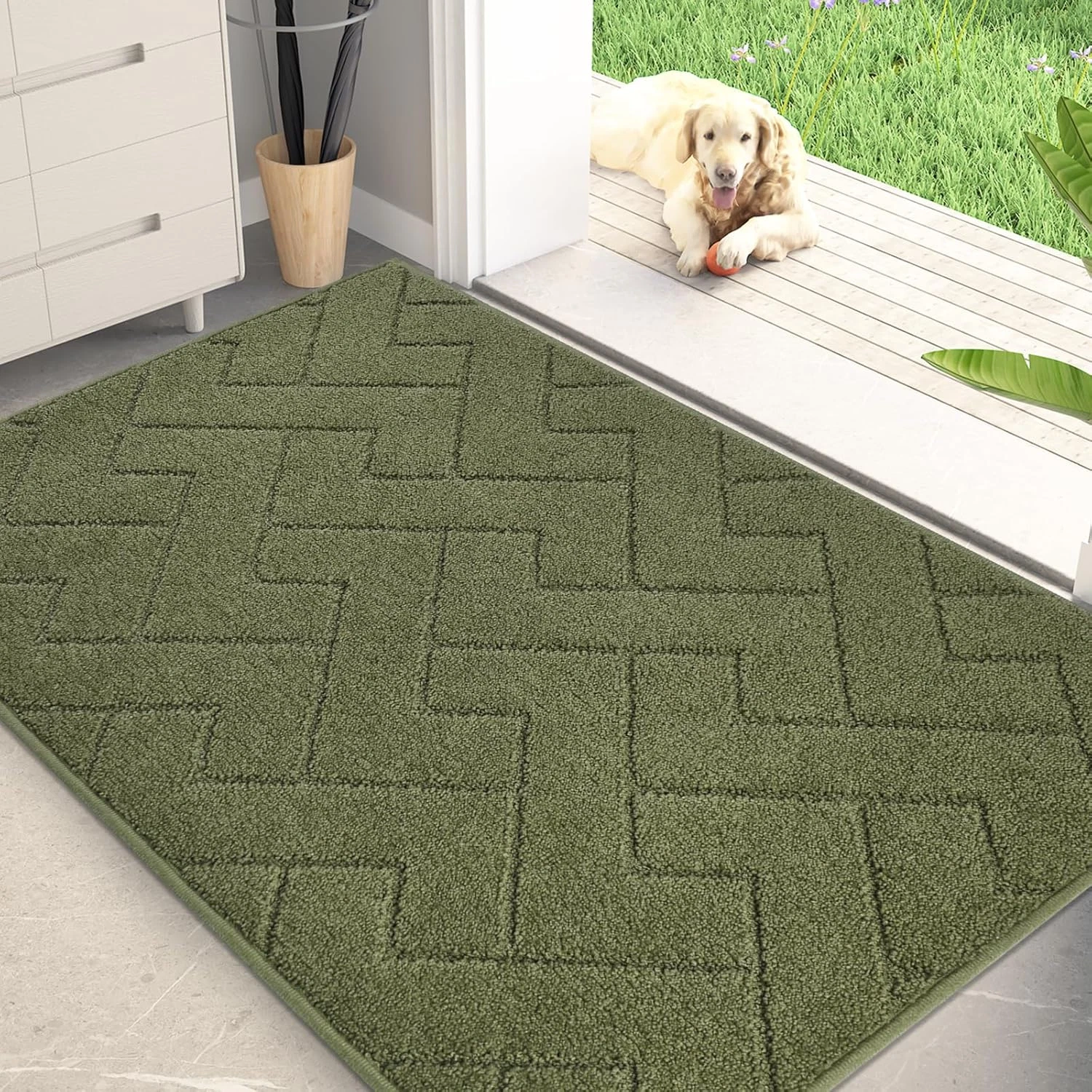 32"x47" Dirt Trapping Door Mat, Non-Slip Machine Washable Entry Rug, Dog Doormat