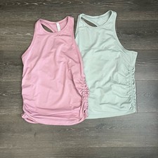 Lululemon Swiftly Speed Tank Bundle Side Cinch Racerback Women  s 10 Green Pink